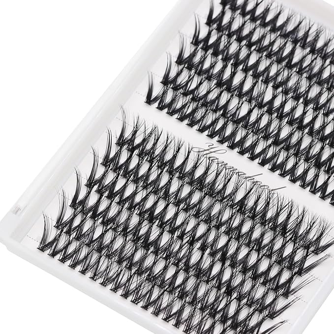 12rows-Large Tray Mixed 8-10-12-14-16mm/Mixed 14-15-16mm/Mixed14mm-16mm/Mixed 18-20mm Wide Stem Individual False Eyelashes Dramatic Black Cluster Eyelashes (MY009-14-16MM)