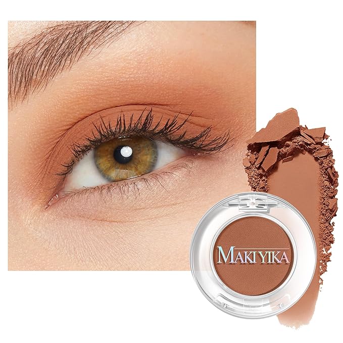 MAKI YIKA Coffee Brown Matte Single Eye Shadow Palette for Women Pigmented Brown Eyeshadow Powder for Eyes Color Stay Long Lasting Waterproof Eye Makeup Palette, #7