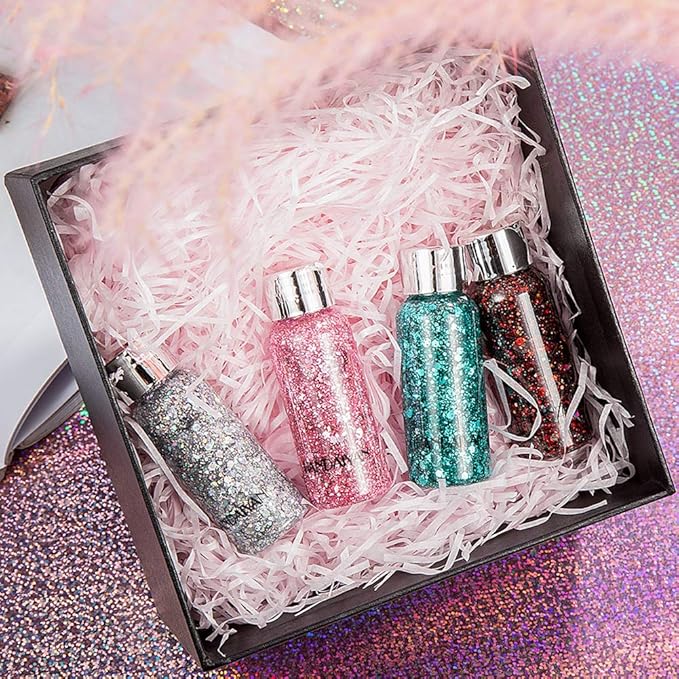 Mermaid Sequins Chunky Glitter Liquid Eyeshadow Glitter Body Gel Festival Glitter Cosmetic Face Hair Nails Makeup Long Lasting Sparkling 30g (#04 Green)