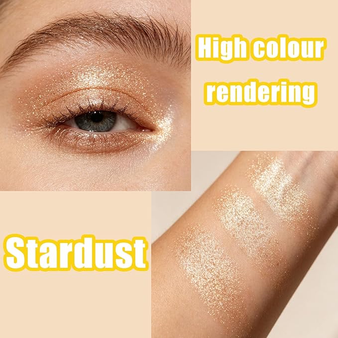 Chameleon Eyeshadow Collection, 14 Shades, Glitter Pressed Powder, Iridescent Shimmer Colors. (Stardust)
