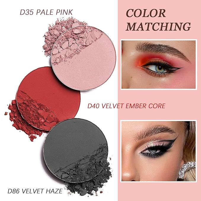 Refillable Eyeshadow Palette - Matte/Glitter/Duo-Chrome Pressed Powder & Cream Formula, Neutral/Shimmer/Smokey Multichrome, Travel-Friendly Iron Pan Refills (Matte, D40)