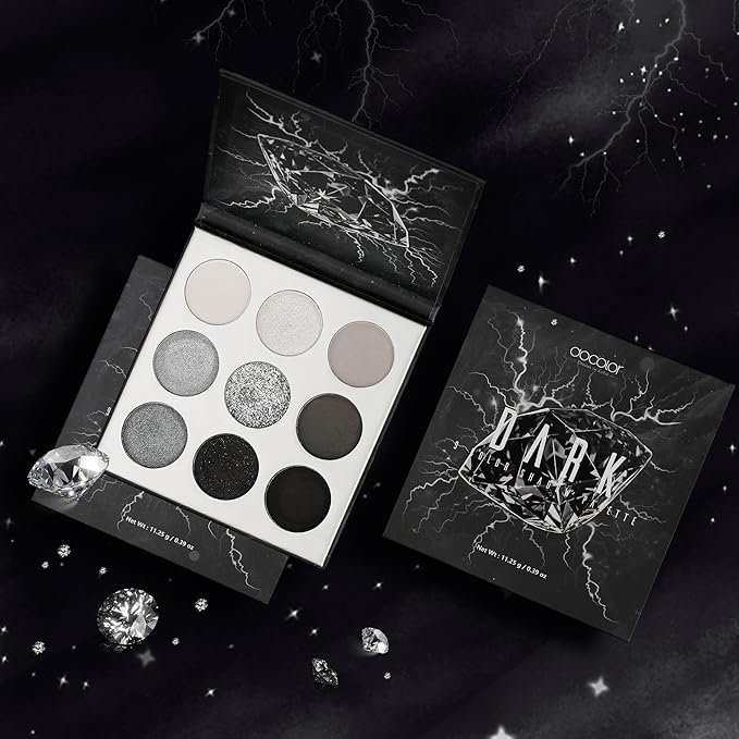 docolor Eyeshadow Palette 9 Colors Black Eyeshadow Gemstone Shadow Palette Highly Pigmented Mattes Shimmers Naked Smokey Glitter Cream Colorful Powder Blendable Long Lasting Waterproof Makeup Palette