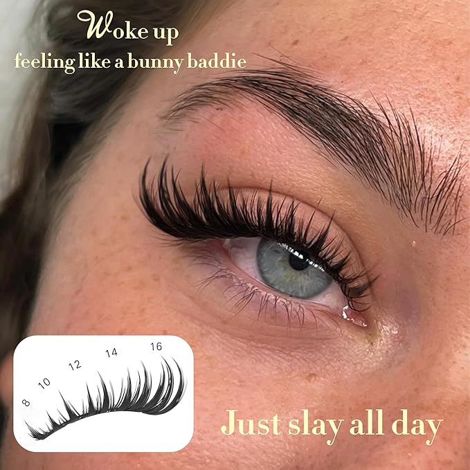 TOOCHUNAG Bunny Lash Clusters 10-16mm Natural Manga Eyelash Clusters Fairy Cluster Lashes with 6-7mm Bottom Lashes Camera-Ready Cluster Eyelash Extensions with Clear Band