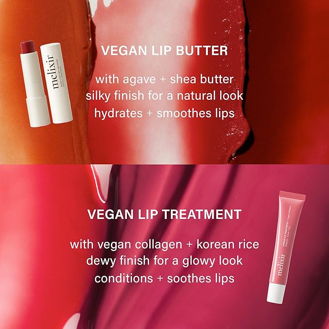Melixir Vegan Lip Treatment, Sheer Tinted Lip Balm for Instant Hydration & Shine, Moisturizing Lip Gloss, Infused with Vegan Collagen & Jojoba Oil, Cruelty-Free, Korean Skincare-3 Pomelo(0.5oz/15g)