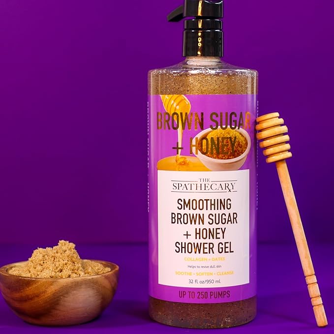 Smoothing Brown Sugar + Honey Exfoliating Shower Gel with Collagen and Dates, 32.8 oz