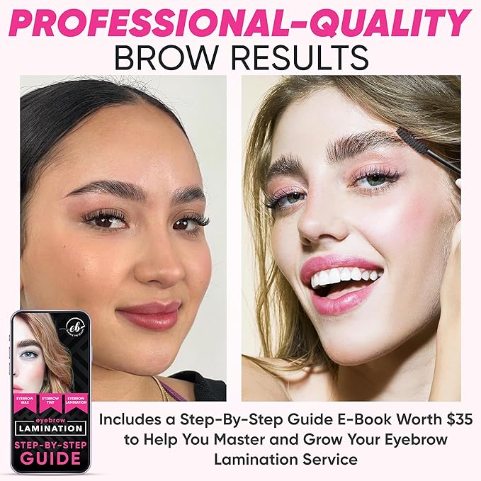 Elevate the Beauty Professional Brow Lamination Kit | Eyebrow Lamination Kit for Professional or DIY Use | 5 Laminations with Individual Sachets | Training Ebook & Brushes Included