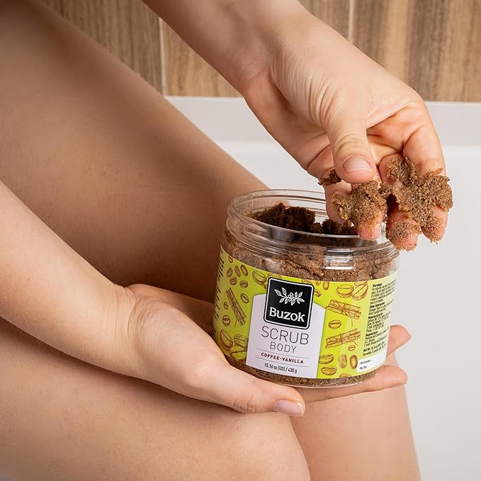 Coffee-Vanilla Body Scrub – Exfoliating Salt Scrub for Body Cleansing & Smoothing – Warm Coffee & Vanilla Scent – For Shower & Bath Use