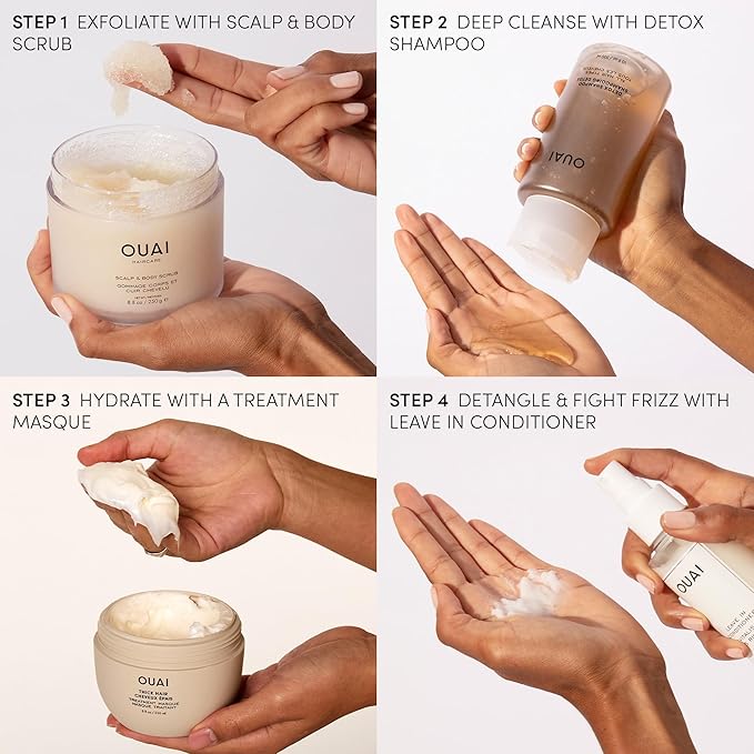OUAI Detox Shampoo - Clarifying Shampoo for Build Up, Dirt, Oil, Product and Hard Water - Apple Cider Vinegar & Keratin for Clean, Refreshed Hair - Sulfate-Free Hair Care (16 oz) (Pack of 2)
