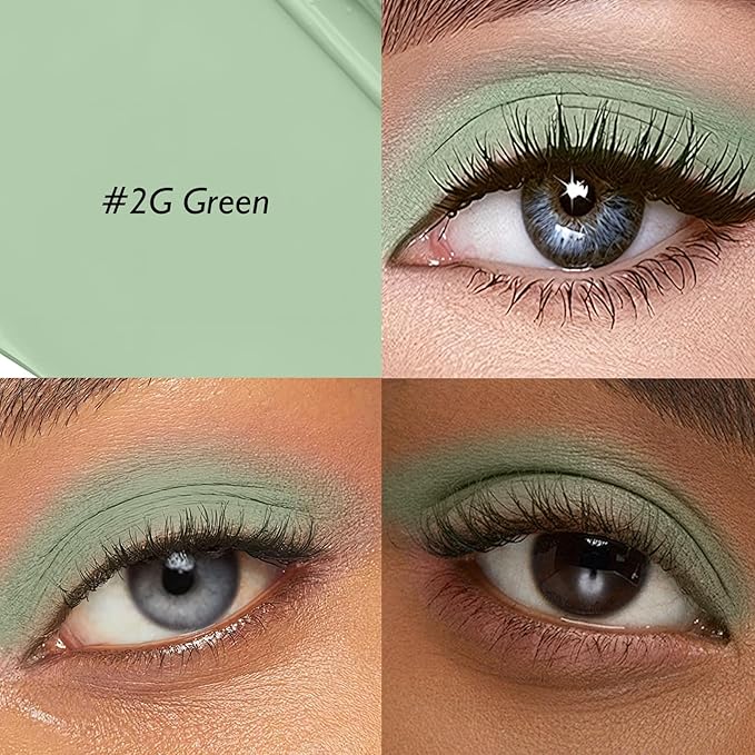 Green Eyeshadow Stick, Cream Eye Shadow Stick Matte Finish Waterproof Long Lasting Multi-Use Eyeliner Pencil, Smooth High Pigmented Blendable Precision Eye Crayon Makeup with Built-in Sharpener