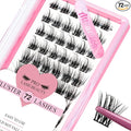 Cluster Lashes 72 Pcs Lash Clusters DIY Eyelash Extension Individual Lashes D-16mm Thin Band Easy to Apply at home Lashes (Attraction, D-16mm)