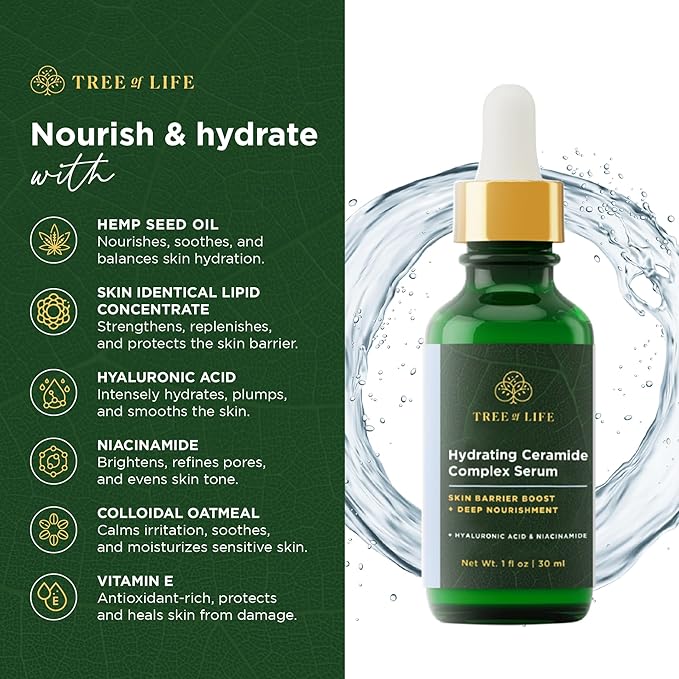 Ceramide Complex Serum – Hydrating Facial Serum with Hyaluronic Acid, Niacinamide & Lipids – Strengthens Skin Barrier, Moisturizes & Smooths Skin – Face Serum 1 Fl Oz