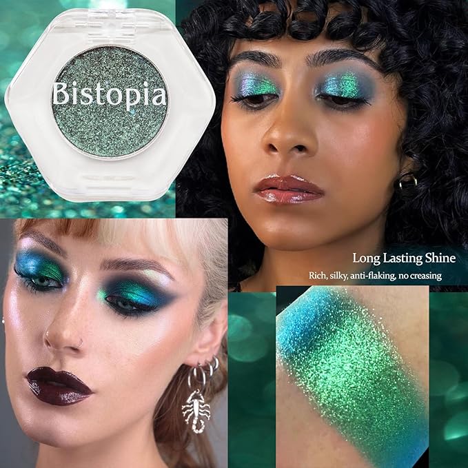 Chameleon Eyeshadow Collection, 14 Shades, Glitter Pressed Powder, Iridescent Shimmer Colors. (Time Lapse)