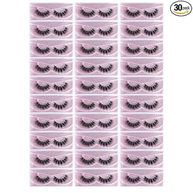 FARRED Wholesale Fluffy Dramatic Bulk Lashes 30 Pairs Pack Individual Box 17mm Volume Faux Mink Eyelash Thick 8D Fake Lash Short Natural Look Eyelashes (F10-30 pairs)