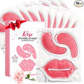 10 Pair Under Eye Mask & 10 Pair Lip Mask Skincare Set, Rose Pink Lip Patches & Under Eye Patches for Puffy Eyes, Dark Circles, Dry Lips Lines, Deep Hydrating Moisturizing, Gifts for Mom Women