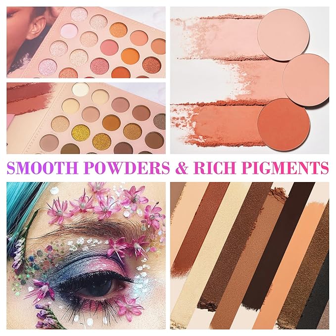 105 Colors Eyeshadow Palette with 5Pcs Brushes Set,Professional Makeup Smokey Nude Matte Eyeshadow Palette,Colorful and Long Lasting Powder Eye Shadow Makeup Gift Set