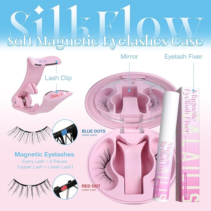 CALAILIS Magnetic Eyelashes with Applicator Upgrade Soft Magnetic Lashes Natural Look Reusable No Glue or Eyeliner Needed Easy to Wear and Remove (RC132)