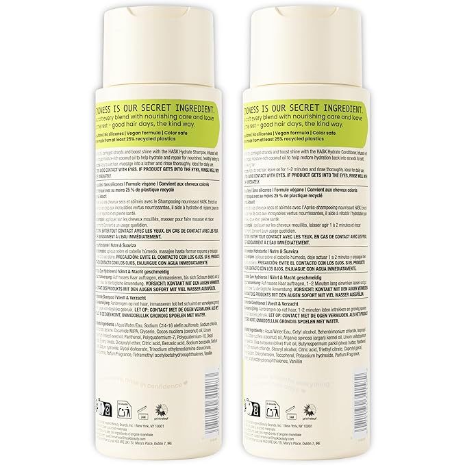 HASK Coconut Nourishing Shampoo & Conditioner Set | Moisture for Dry, Dull Hair, Smooths Frizz, Adds Shine | Sulfate Free, Silicone Free, Cruelty Free, Color Safe, Vegan | 16oz each