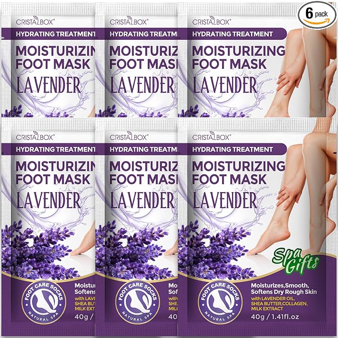 6 Pack Moisturizing Foot Mask,Hydrating Foot Masks for Dry Cracked Feet,Moisturizing Socks Dry Skin Moisturizer for Soft and Smooth Touch Feet,Foot Care Spa Gifts for Women Men Mothers Day Gifts