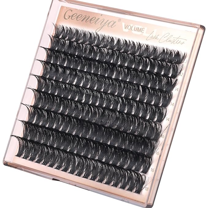 Geeneiya Volume Lash Clusters D Curvature Eyelash Clusters Thick Cluster Eyelash Extensions Wispy Individual Lashes Extensions Waterproof Lashes DIY at Home for Beginners with Lash Map