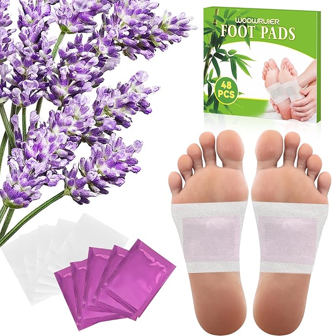 48 Packs Lavender Foot Pads to Feel Better, Relieve Stress & Sleep Better, Suitable for Home or Travel Use