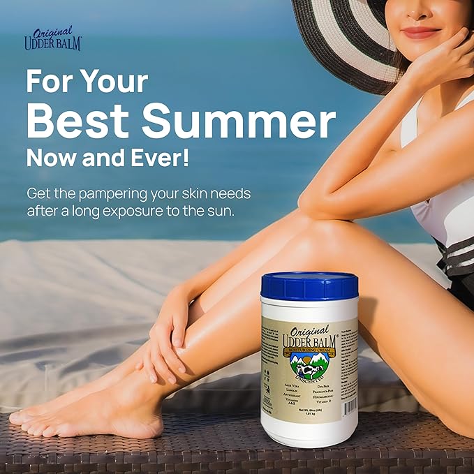 Original Udder Balm Unscented Tub - Made in USA - Hypoallergenic, Dry Skin Relief for Hands, Feet & Face, Moisturizer for Sensitive, Cracked Dry Skin, 64 Fl Oz