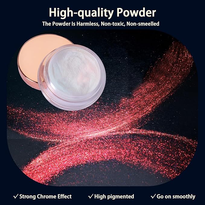 Allstarry Unicorn Chrome Nail Powder, Aurora Mermaid Iridescent White Pearl Nail Chrome Powder Pigment Glitter Fairy Dust for Nail Art, Manicure, Gel Nail Polish - Sunset Field