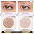 Shimmer Glitter Eyeshadow Palette 2 PCS, Pear White Light Brown Eye Shadow Palettes Neutral Eyeshadow for Women, Smooth Powder Lightweight Blendable High Pigment Compact Daily Eyes Makeup, Set A