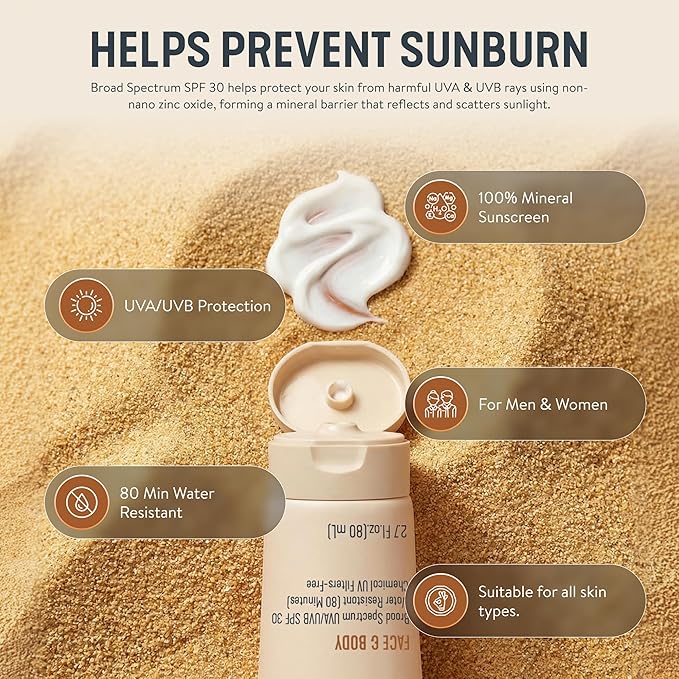 FORGE SKIN® Mineral Tallow Sunscreen SPF 30 [Tallow Based] Non Nano Zinc Oxide, Organic Non Toxic Sunscreen, No White Cast, Water Resistant Face & Body Sunblock | 2.7 oz