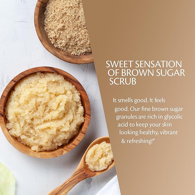 Brown Sugar Scrub Face Foot & Body Exfoliator Infused with Collagen and Stem Cell Exfoliating Salt Body Scrub for Toning Skin Cellulite Skin Care, 12oz by M3