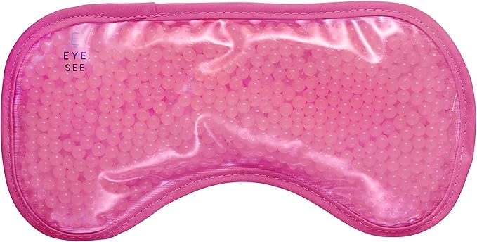Eye See Plush Gel Eye Mask for Puffy Eyes, Pink - Cold Eye mask to Treat Dark Circles, Sinuses, Dry Eyes, and for Allergy Relief - Microwave Safe for Heat Therapy