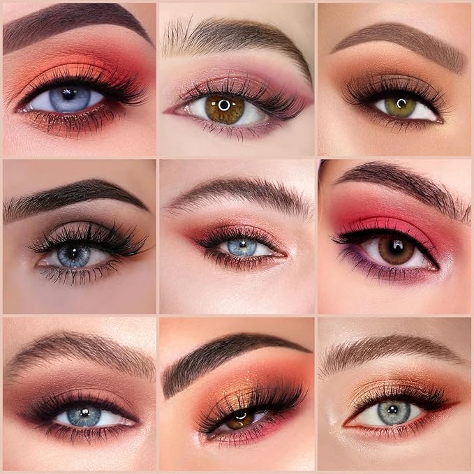 KAPEINE 4Pcs Eyeshadow Palette Set, 32 Colors Professional Eye Makeup Kit - Highly Pigmented Matte & Shimmer Nude Brown Red Pink Shades, Long Lasting Waterproof Makeup Palette for Women Girls Gift
