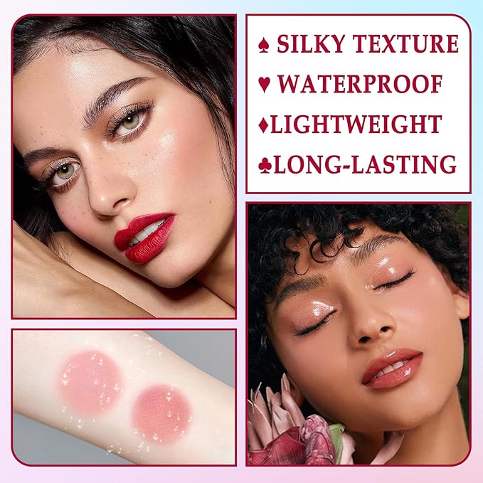 3 Colors Blush Stick with Makeup Sponges,Matte Solid Cream Blush,Multi-Use Blush Stick for Cheeks,Lips and Eye,High Pigmented Makeup Sticks Set A3