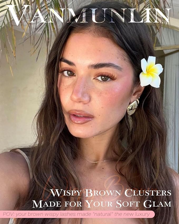 Brown Wispy Lash Clusters Natural Eyelashes Clusters Fairy Cluster Eyelash Extensions 10-16mm C Curl Lashes Dark Brown DIY Eyelash Clusters Waterproof Short Individual Lashes 144Pcs