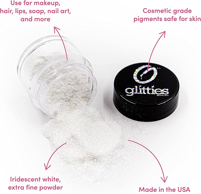 GLITTIES - ICY Mint - Cosmetic Grade Extra Fine (.006") Loose Glitter Powder Safe for Skin! Perfect for Makeup, Body Tattoos, Face, Hair, Lips, Soap, Lotion, Nail Art - (10 Gram Jar)