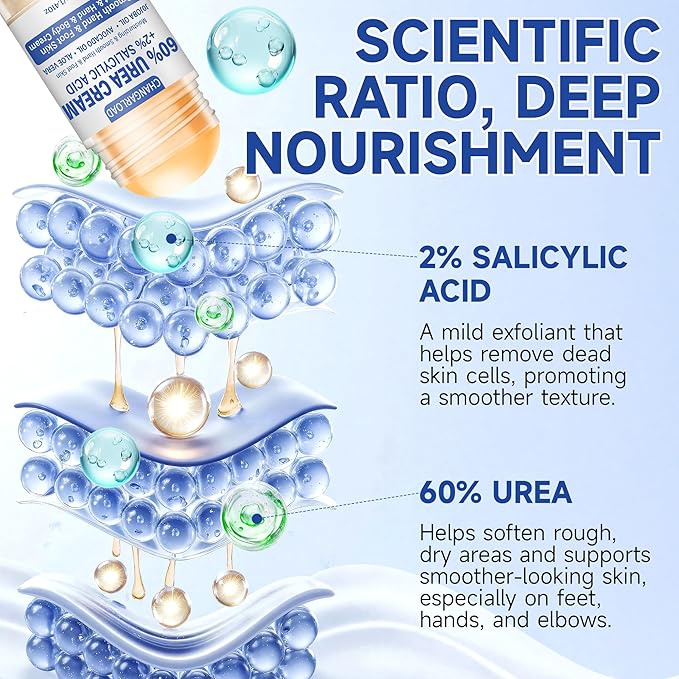 Urea Cream 60 Percent For Feet Maximum Strength - Intensive Repair Dry Cracked Skin, Urea Cream For Feet, Foot Cream For Dry Cracked Heels, 1 Pcs - 1.41 Oz