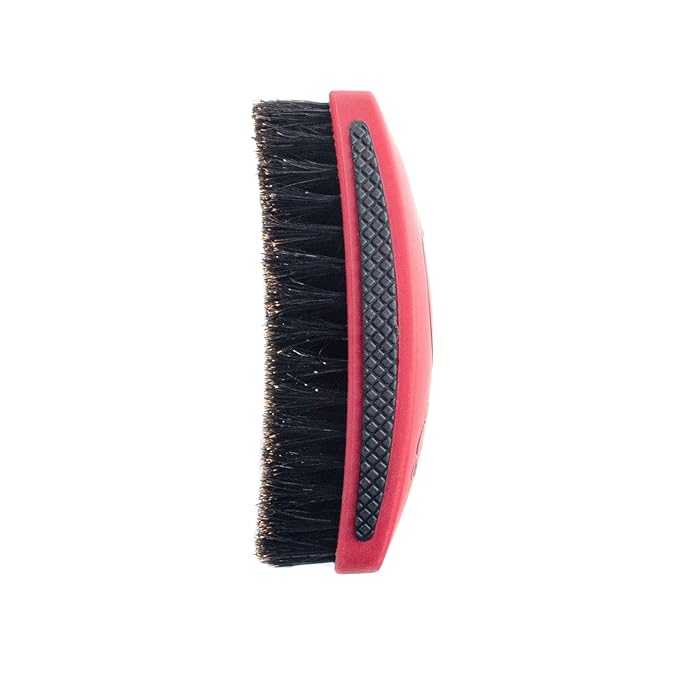 Crown Quality Products 360 Sport Wave Caesar 2.0 Boar Bristle Hairbrush, Soft, Red Velvet - Non-Slip Grip, Waterproof Design - The Ultimate 360 Wave Brush