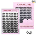 OKAYLOVE Manga Lash Clusters, BUNNY 8-18mm Natural Anime Eyelash Cluster with Spikes, 120pcs CC Curl Fairy Individual Lashes Clear Band Wispy Cluster Eyelashes Extensions for Party, Cosplay