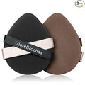 Makeup Sponge Set, GloréBrochas 2PCS Micro Porous Low Absorption Foundation Sponges, Latex-Free PU Cushion Puff, 3.2inches Soft Dual-Sided Powder Puff for Face Powder, Black&Brown