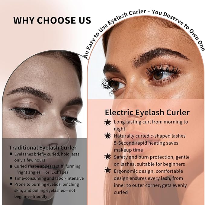 KiiNii Heated Eyelash Curler, Electric Eyelash Curler with 4 Temperature Modes, LED Display, 5S Fast Heating, Type-C Rechargeable, 24H Long-Lasting Curls | Black, L