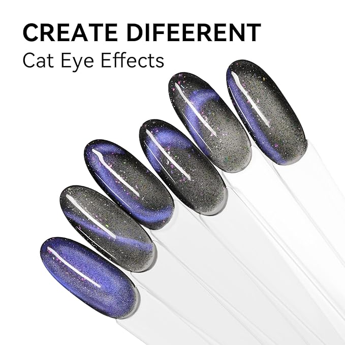 MAYCHAO 15ML Twilight Gleam Cat Eye Gel Nail Polish 1Pc Chameleon Purple Blue Cat Eye Gel Polish with Magnet Soak off Holographic Magnetic Nail Polish for Nail Art Manicure Salon DIY at Home, 0.5 OZ