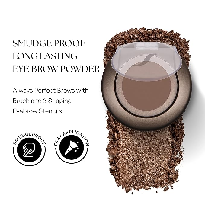 SORMÉ Smudge Proof Long Lasting Eye brow Powder for Women - Always Perfect Brows with Brush and 3 Shaping Eyebrow Stencils (Fine, Medium, Full) - Finest Color Pigment Eyebrow Filler - Soft Smoke