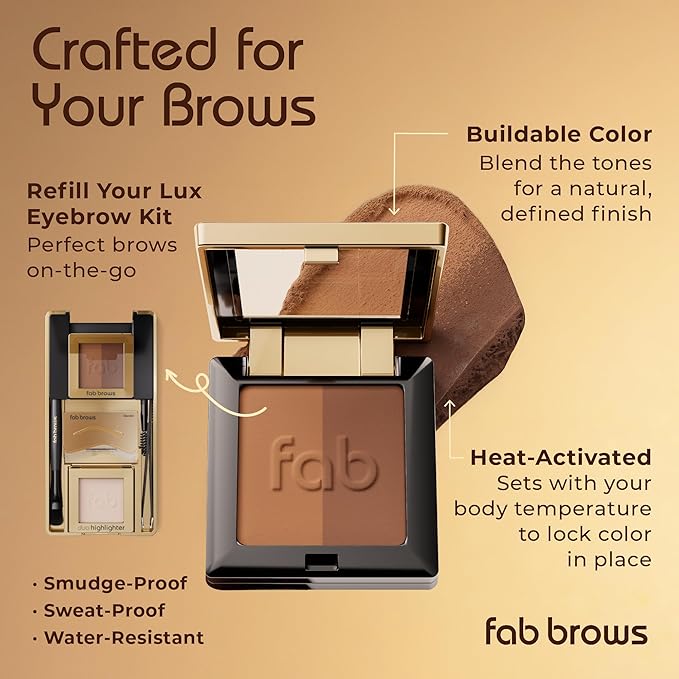 Lux Eyebrow Kit Refill Powder - Soft and Natural Eyebrow Definition for Dark Brown/Chocolate Brows On-The-Go