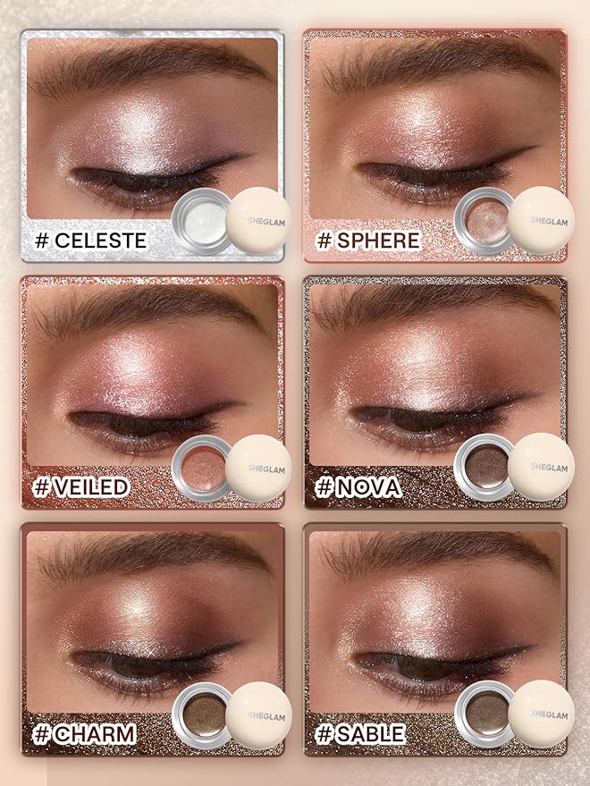 SHEGLAM Starstruck Cream Eyeshadow Pot High Pigment Long-lasting Shimmer Single Eyeshadow-Veiled