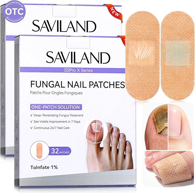 SAVILAND Extra Strength Fungal Nail Patches FSA-HSA: 64 Patch Overnight Repair 1% Tolnaftate Toenail Treatment Nighttime Nail Renewal Restores Damaged Nails Discolored Thick Yellow