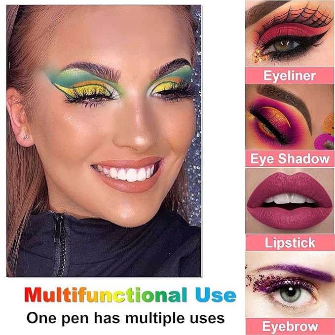 LemonSac 15PCS Colorful Eyeliner Pen Set, Eye Shadow Pencil, Pearl & Matte Metallic Glitter Eyeliner for Women, Eye & Lip Liner, Professional Eye Makeup Set
