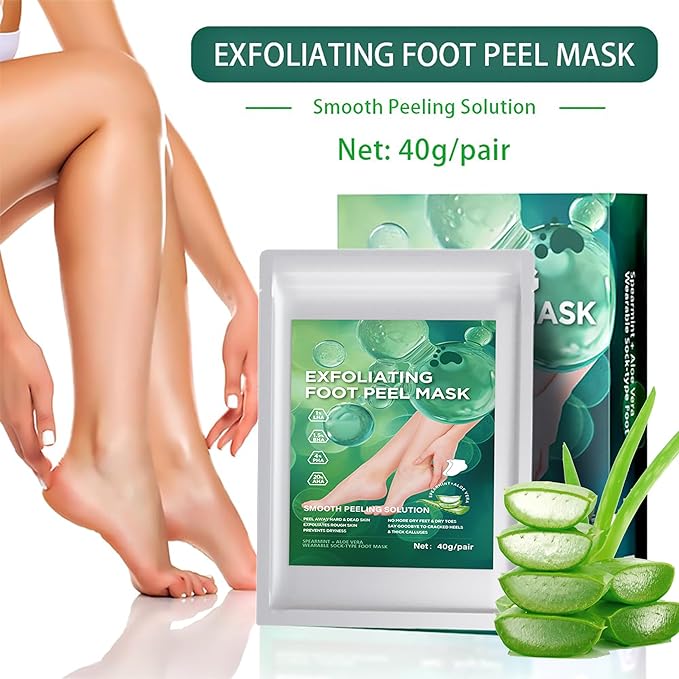 Dr.Pedi Foot Peeling Mask Exfoliating Foot Masks for Dry Dead Skin and Calluses Removal Aloe Vera Foot Spa Treatment for Soft Smooth Feet (5 Pairs)