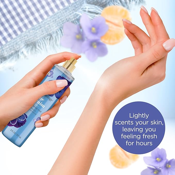 Bodycology Long-Lasting Fragrance Body Mist, Blue Denim, 8 fl oz (Pack of 2)