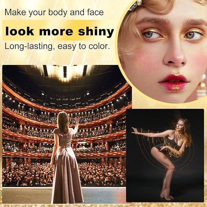 Body Shimmer Oil 100ml, Moisturizing Long Lasting Body Luminizer Face Brightener, Waterproof Liquid Illuminator, Shimmer Glow Highlighter Summer Glowing Tan Makeup (#02 Gold)