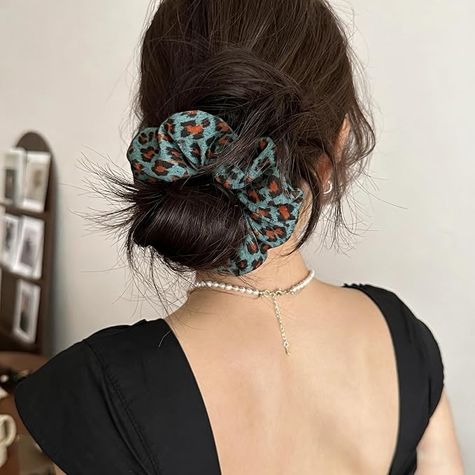 Leopard Scrunchie Elastic Satin Silk Hair Accessories Cheetah Headdress for Women Girls