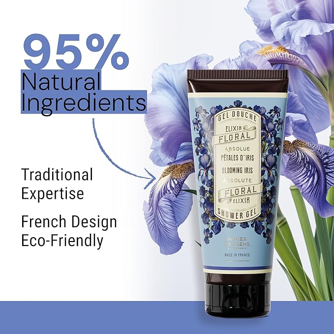 Panier des Sens - Iris Moisturizing Body Wash for Women & Men - Gentle Shower Gel - 96% Natural - Normal, Sensitive Skin - Body Care Made in France, SLS Free, Vegan - 6.8 floz